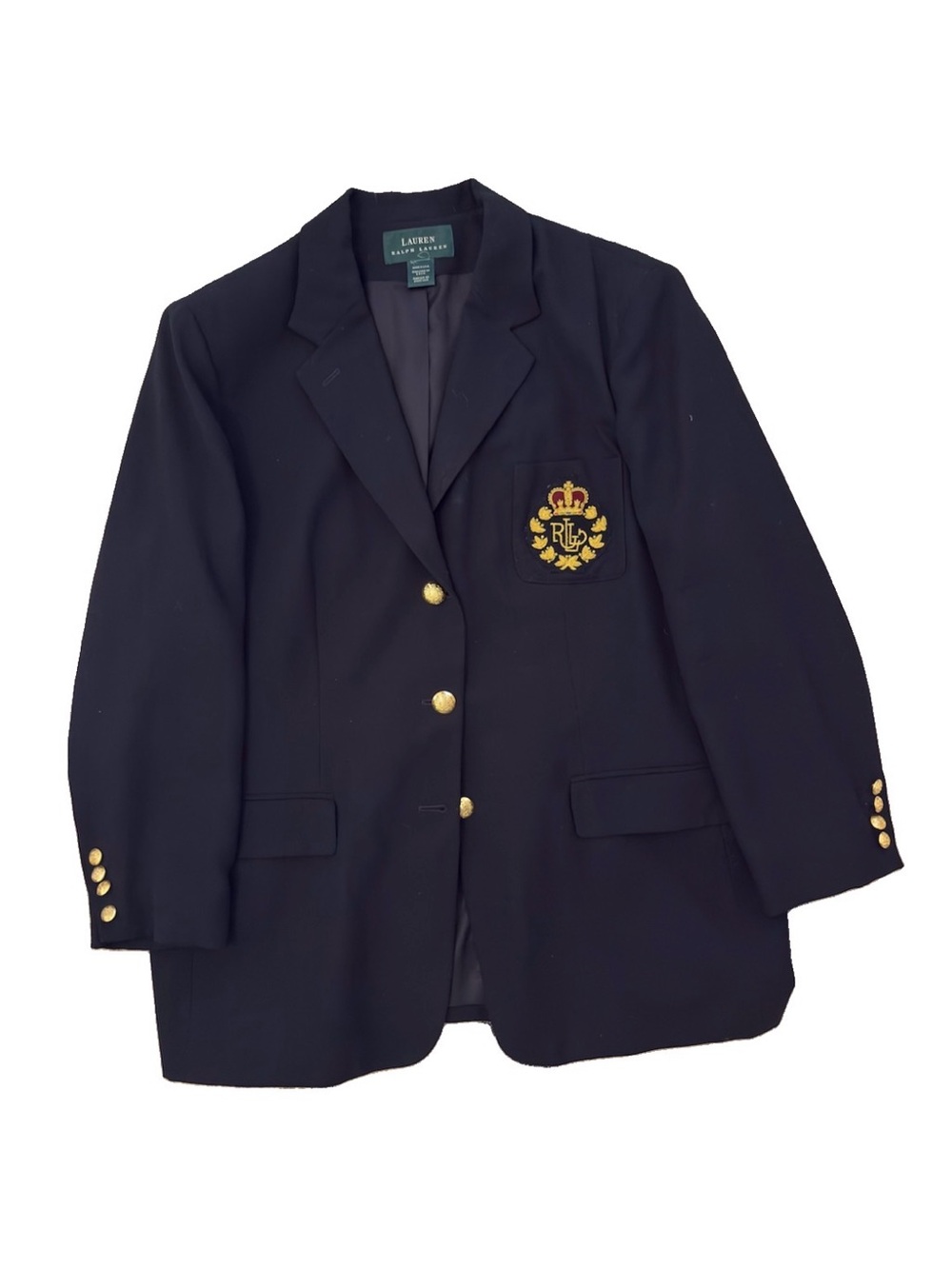 90’s Vintage Lauren Ralph Lauren Blazer Womens 2X 18W 20W Navy Wool USA Crest